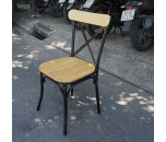 Ghế Cafe Mặt Gỗ Khung Sắt Chữ X